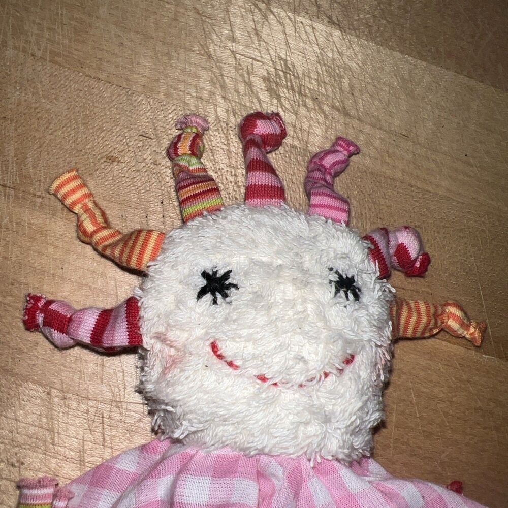 kathe kruse Baby German doll Gigham Pink White Security Lovey 8” - Picture 2 of 4
